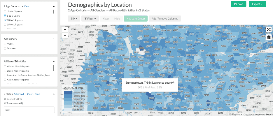 A map of Kentucky