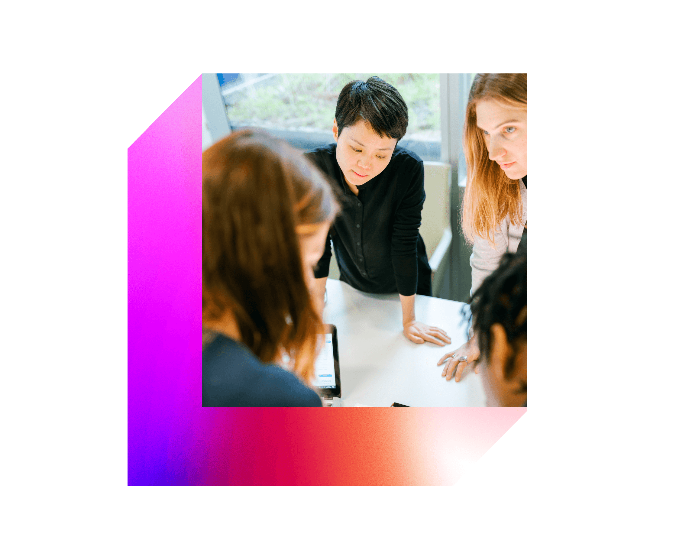 image of people discussing something around a table