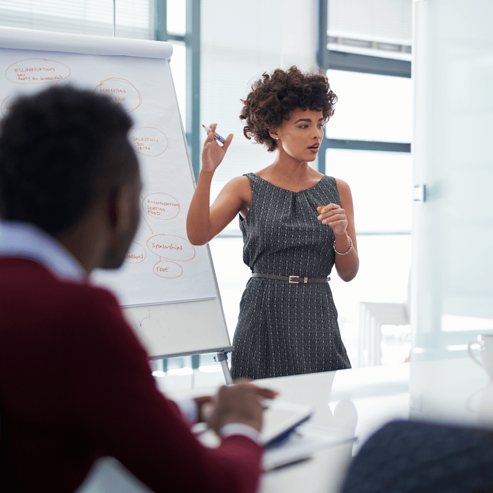 woman talking in meeting presentation