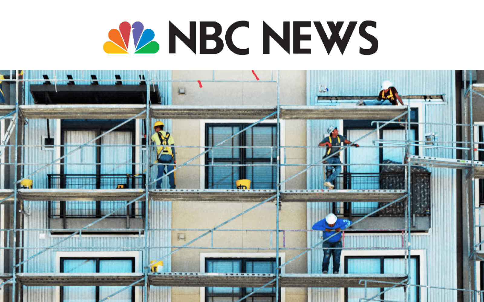 building under construction, NBC news logo