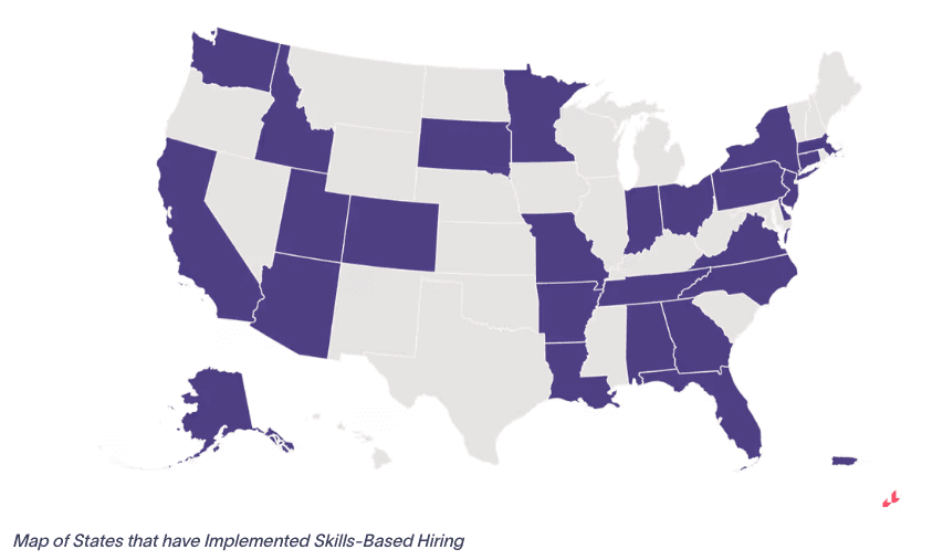 States and territories integrating skills-based hiring