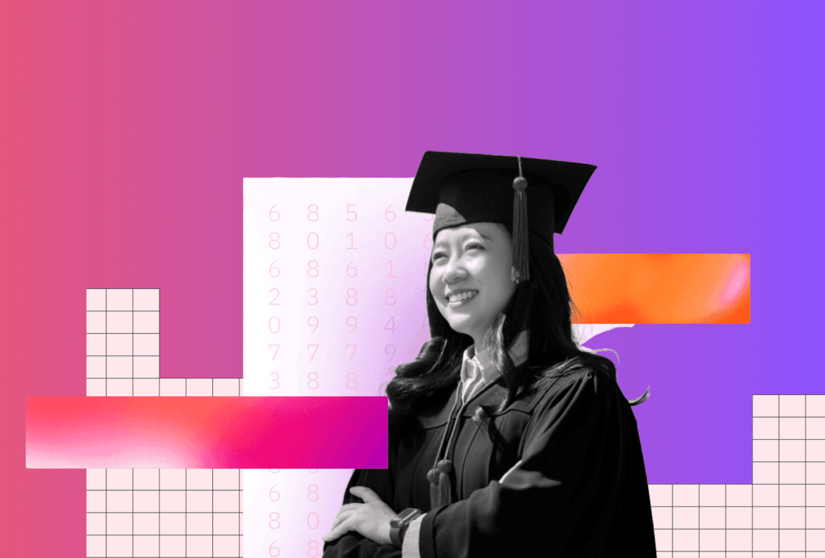 college grad with collage background