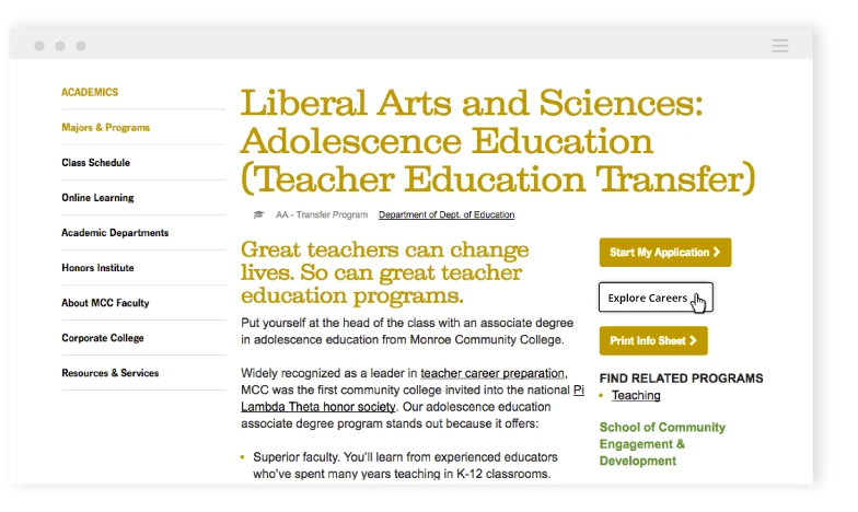 Liberal arts and sciences page