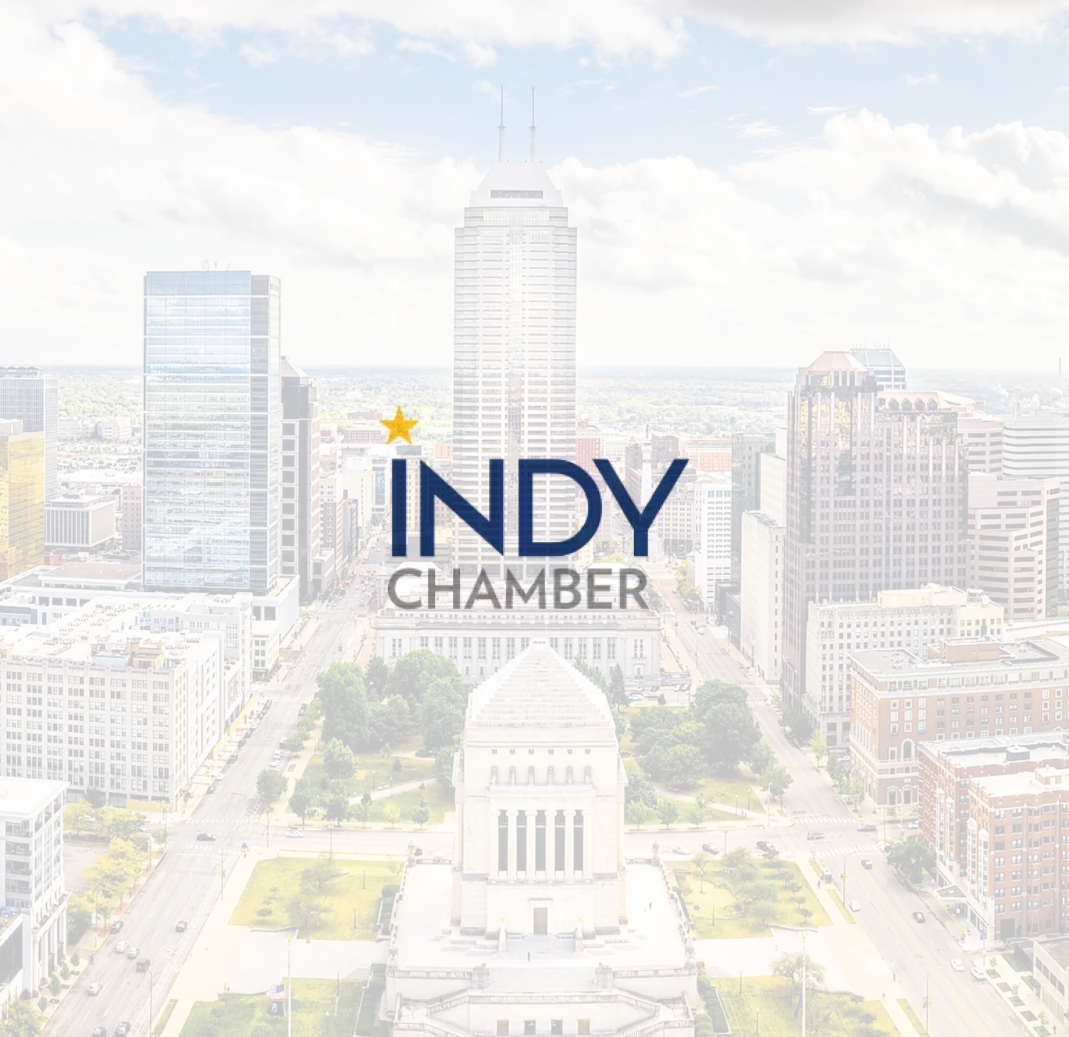 Indy skyline and Indy chamber logo