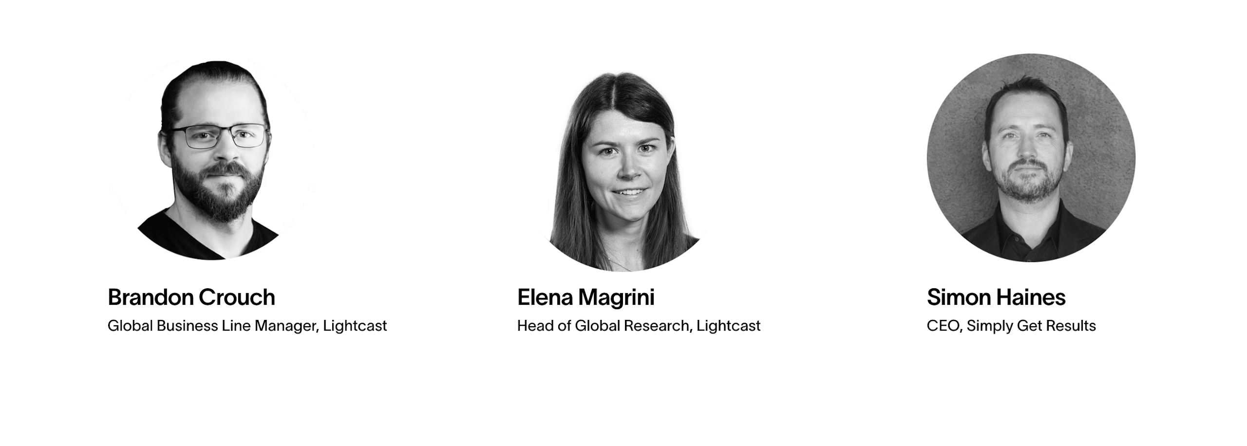 list of speakers: brandon crouch, global business line manager, lightcast; elena magrini, head of global research, Lightcast; Simon Haines, CEO, simply get results